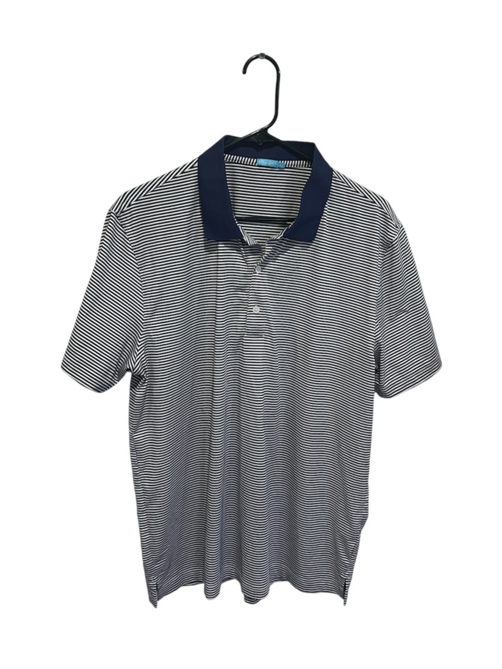J.McLaughlin men’s navy white striped polo shirt size Large